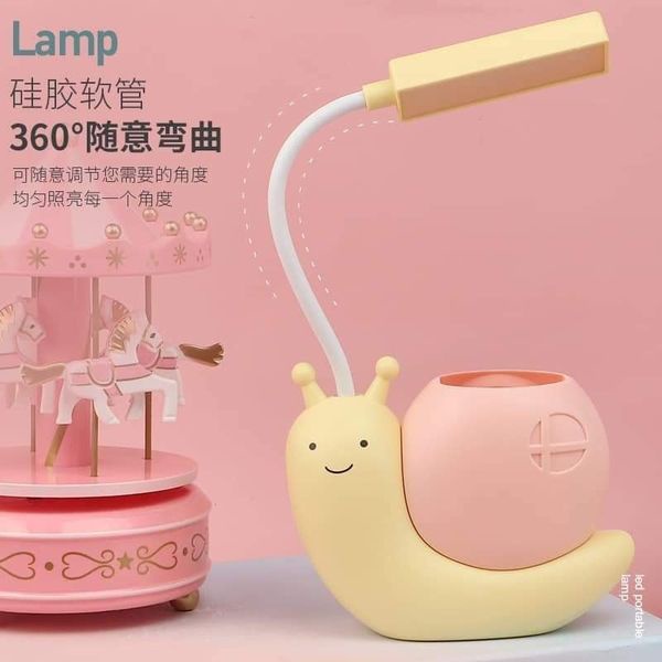 Đèn Học Để Bàn Mini Hình Ốc Sên Siêu Dễ Thương Kèm Ống Bút