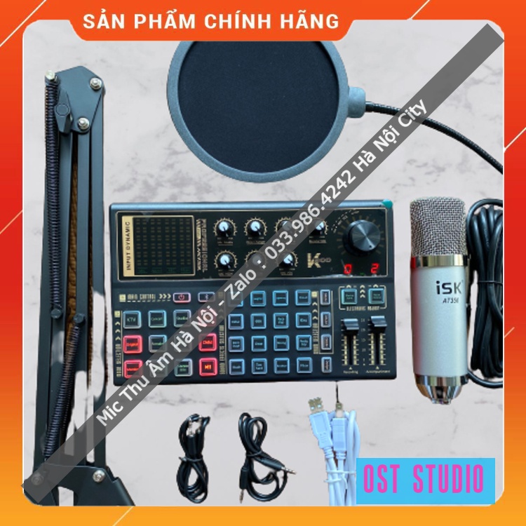 Combo Mic Thu Âm Livestream Sound Card K300 Và Mic ISK AT850 Bản 2020 Cao Cấp Hát Cực Hay . Bảo Hành 12 Tháng