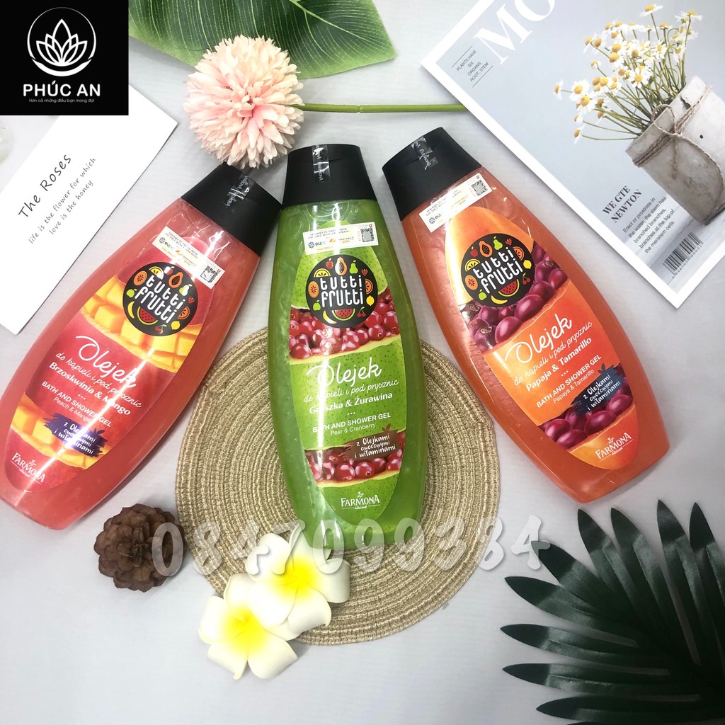 [Chính Hãng]- Sữa tắm hương hoa quả Farmona Tutti - Dưỡng ẩm, Ngăn ngừa lão hóa nhập khẩu Châu Âu (425ml)