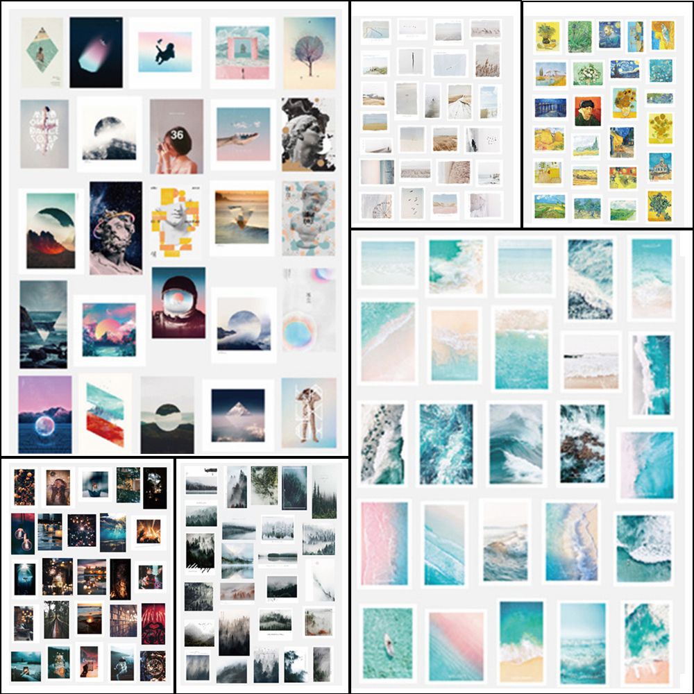 Bộ 50 Miếng Dán Trang Trí Sổ Tay / Nhật Ký / Album Ảnh Họa Tiết Khu Rừng / Sơn Dầu Độc Đáo Diy