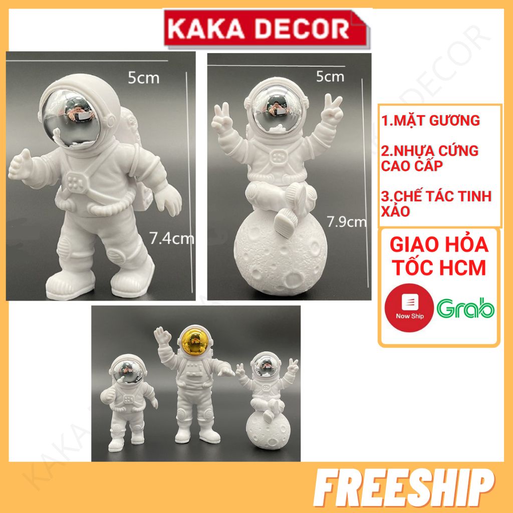 Tượng decor mô hình phi hành gia đẹp mặt gương cao cấp, tượng mini trang trí tiểu cảnh bàn làm việc hoặc ô tô loại nhỏ