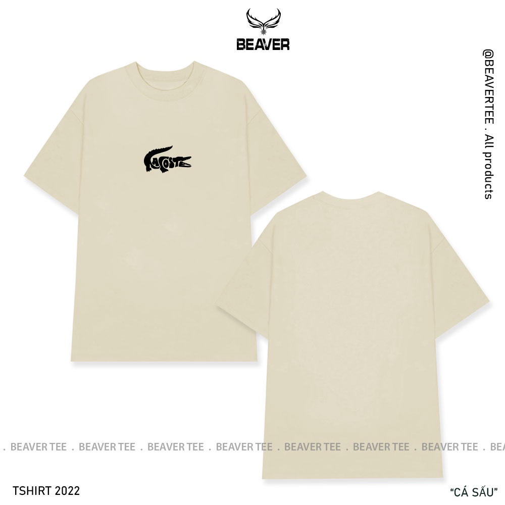 Set thun áo trắng/ quần xanh lá 1 Beaver Tee CÁ SẤU Local Brand tay lỡ form rộng nam nữ Unisex Freeship Extra