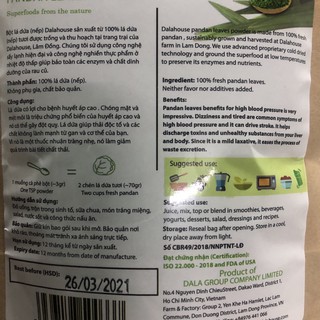 Bột Lá Dứa (nếp) nguyên chất gói 50gr