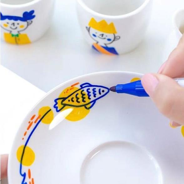 Bộ bút 12 màu acrylic CHỐNG NƯỚC chuyên dùng để vẽ lên bề mặt gốm sứ kính hoặc hộp quà tặng sinh nhật chất lượng cao cấp