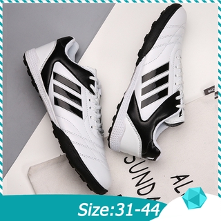 giày đá bóng trẻ em sân cỏ nhân tạo 3 sọc giày futsal tf Size 31-44 giày đá banh giay da bong giày bóng đá Trắng xanh đen