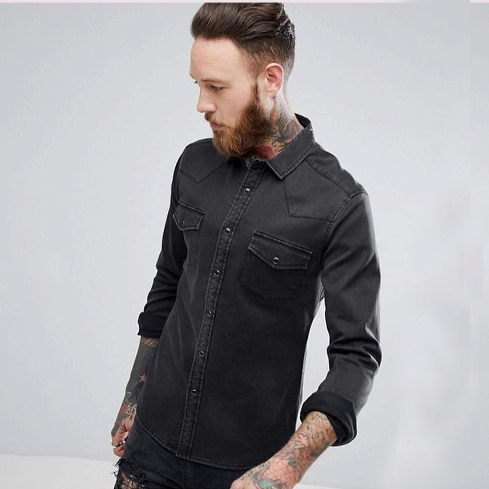Sơ mi denim nam dài tay VNXK chất đẹp | BigBuy360 - bigbuy360.vn