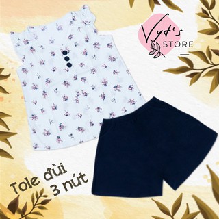 Đồ bộ nữ tole lanh quần đùi 3 nút