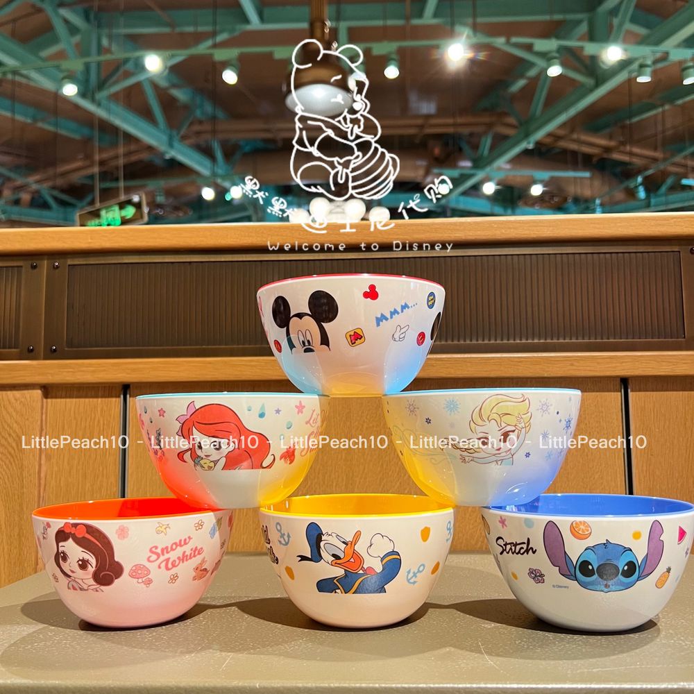 Chén tô tròn ăn dặm Disney nhựa melamine mới 2022 hình Elsa Mickey Princess Donald Stitch cho bé
