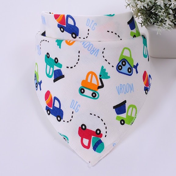 Yếm tam giác chất COTTON có khuy bấm / Khăn yếm ăn có cúc bấm