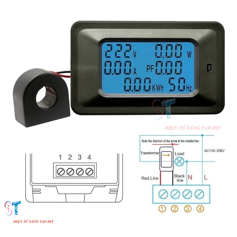 Công Tơ Điện Tử AC Đo 6 Thông Số 100A (đồng hồ đo AC đa năng 6 số)