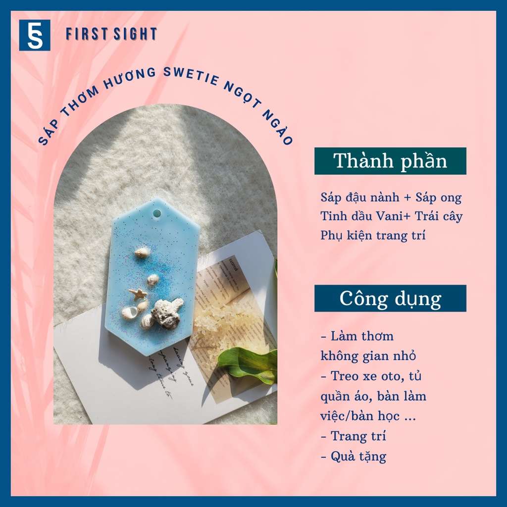Sáp thơm trang trí First Sight tinh dầu hương tự nhiên khử mùi, làm thơm phòng tủ quần áo hình bầu dục 100gr
