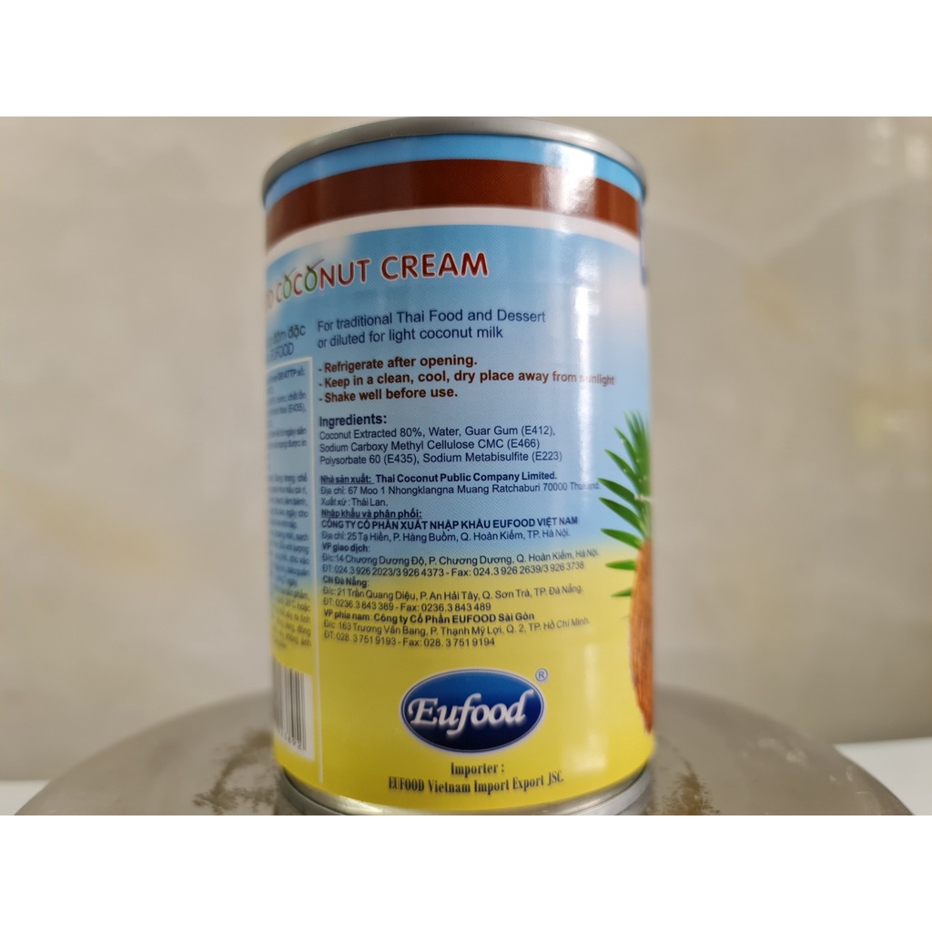 [400ml] NƯỚC CỐT DỪA ĐẬM ĐẶC [Thailand] EUFOOD Coconut Cream (euf-hk)