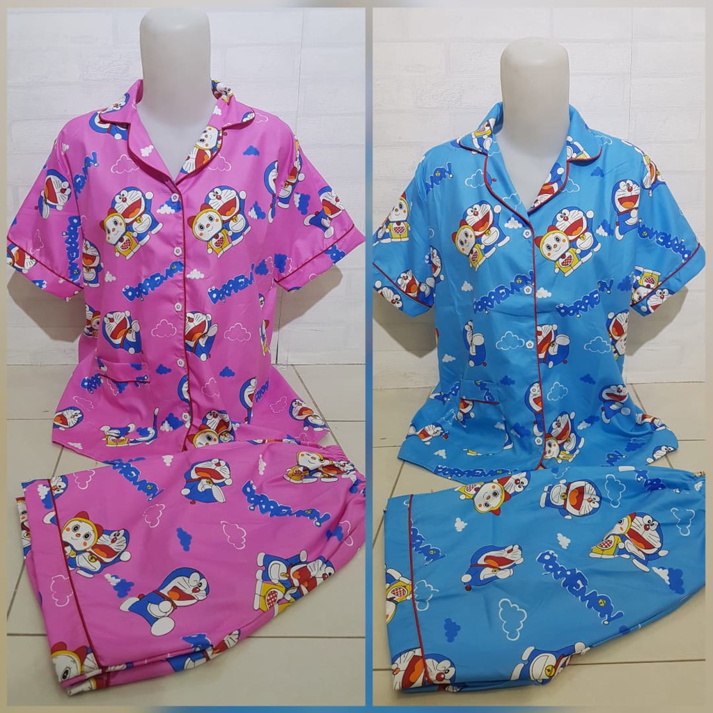 Bộ Đồ Ngủ Cotton Mềm In Hình Doraemon Cho Cặp Đôi