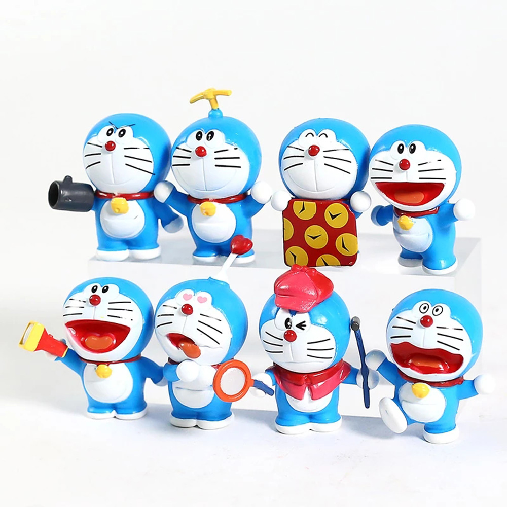 DORAEMON Set 8 Mô Hình Đồ Chơi Nhân Vật Hoạt Hình Doremon Mini Bằng Pvc