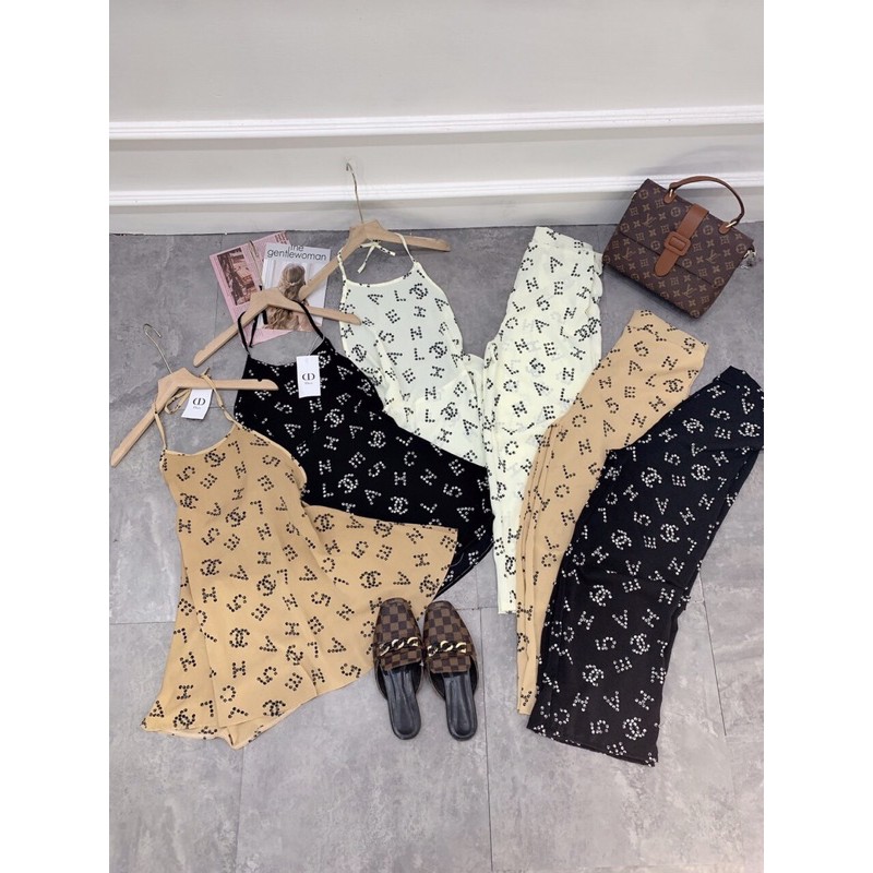 Set yếm quần ống rộng