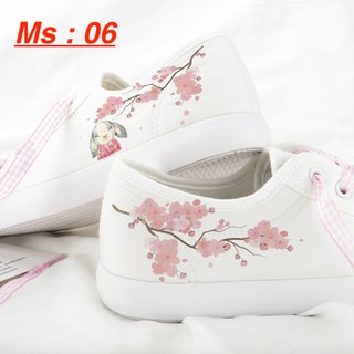 [HÀNG ODER] Giày vẽ handmade thỏ con và hoa lá