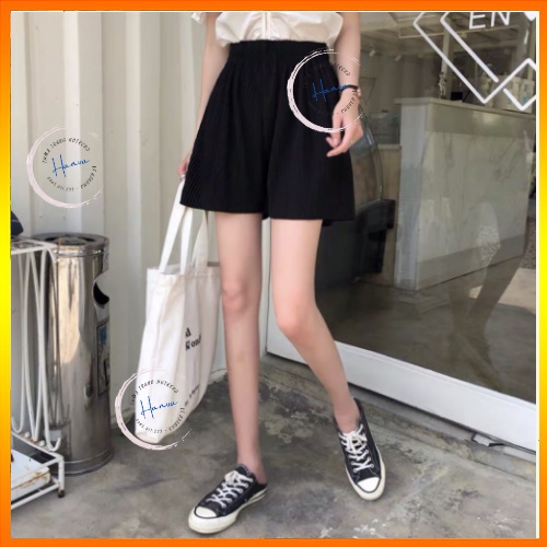 Quần SHORT Ngố Lửng Chất Tăm Dập Ly Ống Rộng Lưng Thun Co Dãn Mỏng Nhẹ Thoáng Mát Trẻ Trung Hanva