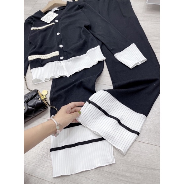 [ 𝐅𝐑𝐄𝐄 𝐒𝐇𝐈𝐏 ] SÉT LEN TĂM XẾP LY PHỐI BÈO CỔ V à CHẤT LEN TĂM CO GIÃN NHẸ Ạ