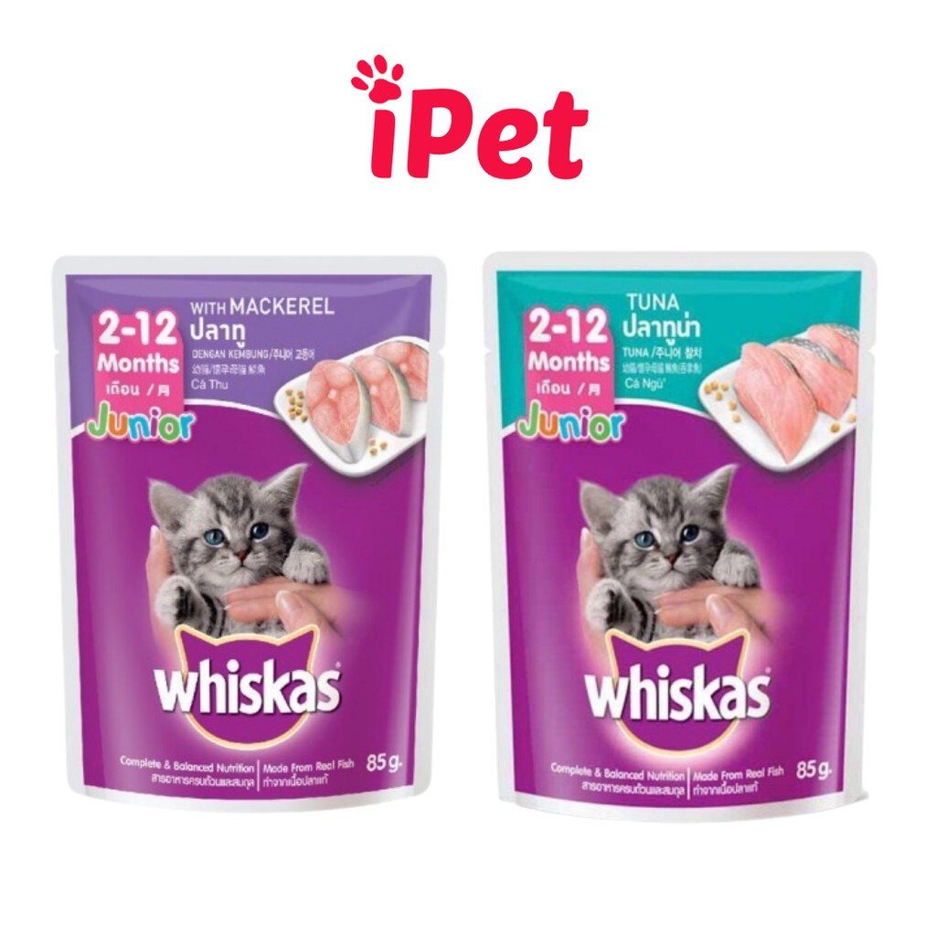 Thức Ăn Pate Vị Cá Ngừ Cho Mèo Con Whiskas Junior Tuna 80g - iPet Shop