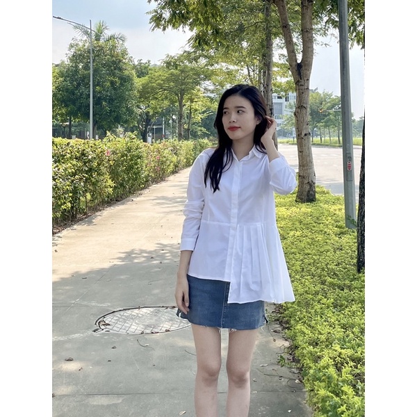 (SẴN) Áo sơ mi nửa dập li