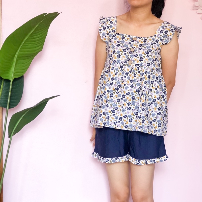 Bộ Đồ Nữ Mặc Nhà Cánh Tiên, Áo vải thô quần vải đũi xước, phù hợp mẵc nhà có thể làm đồ ngủ