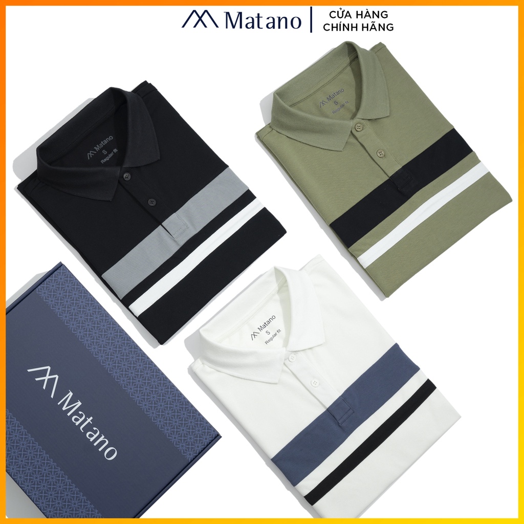 Áo thun polo nam có cổ đẹp MATANO - Áo phông polo nam cổ trụ vải cá sấu cotton hàng hiệu phối màu kẻ sọc lịch lãm PO042 | BigBuy360 - bigbuy360.vn