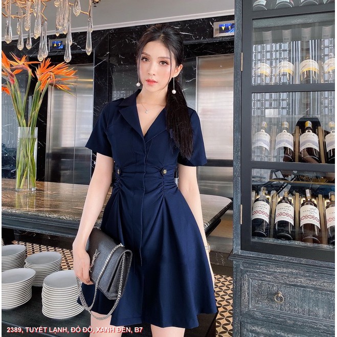 ĐẦM THUN XÒE CỔ SƠ-MI PHÙ HỢP CHO CÔ NÀNG CÔNG SỞ (CÓ NHIỀU MÀU VÀ SIZE)