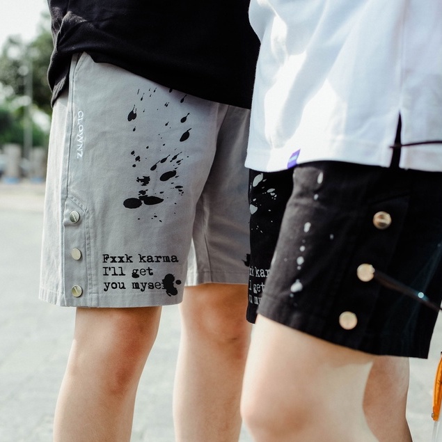 Quần đùi khaki local brand Clownz Painted Kaki Short Pants unisex form rộng nam nữ