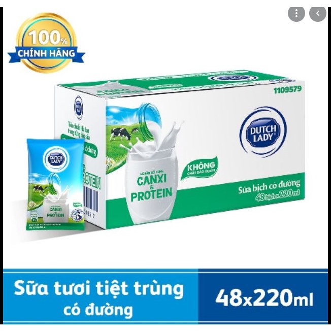 Thùng sữa cô gái Hà Lan bịch 220ml có đường date mới .