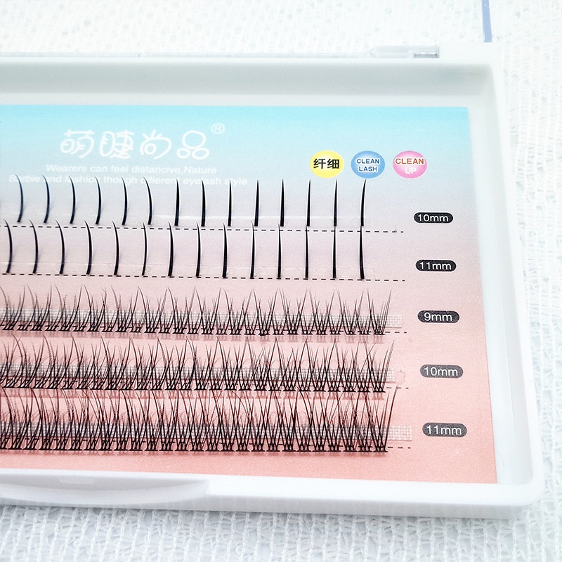 Lông Mi Giả Chùm Đuôi Cá, Hộp Mi Giả Tự Nối Tại Nhà Đẹp Tự Nhiên Kích Thước Tùy Chọn 9-11mm