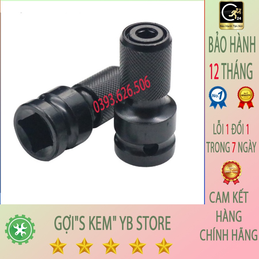 Đầu Chuyển Bulong 1/2 Sang Bắt Vít chuôi lục giác,dùng cho mày siết bulong bắn vít