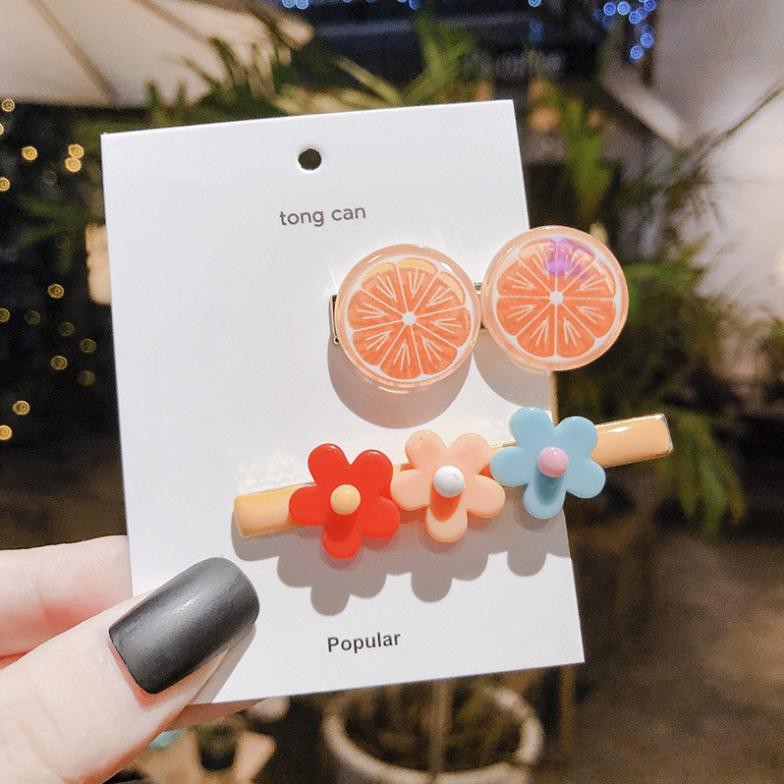 Set 2 Kẹp Tóc bé gái - Kẹp tóc Hoa Quả KAWAII Trái Cây Dễ Thương phong cách Hàn Quốc cho bé