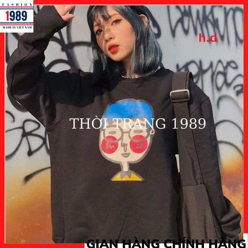 Áo Sweater nam nữ, in hình cậu bé tóc xanh ,Áo hoodies nam nữ from rộng ,chất đẹp chuẩn form không bai xù ,