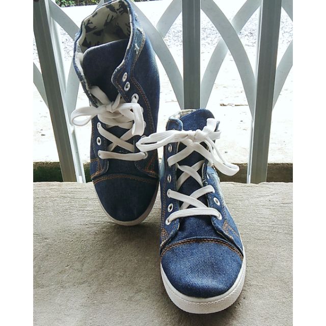 Giày bot jean nữ cổ cao dây kéo cá tính