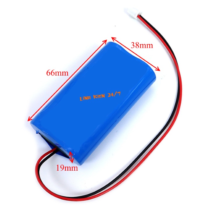 Khối Pin Sạc Lithium 3.7V–4.2V 6000mah 18650 1S2P Pin Robot Hút Bụi Lau Nhà Jack Header 2.54