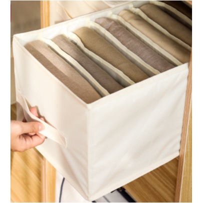 Hộp vải đựng quần áo, đồ lót 7 ngăn không nắp, gấp gọn. Khay chia ngăn sắp xếp đồ như quần jean, áo thun, đồ lót