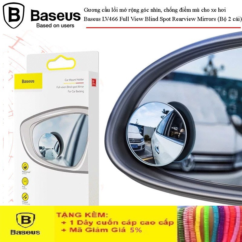 Bộ Gương Cầu LồiCAO CẤPBộ Gương Baseus Full Vision Blind Spot Mirrors Mở Rộng Góc Nhìn, Chống Điểm Mù Cho Xe Hơi