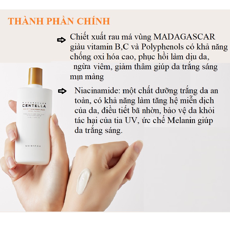 Kem chống nắng Skin1004, Kem chống nắng Centella Madagascar 50ml , Kem chống nắng rau má nâng tone