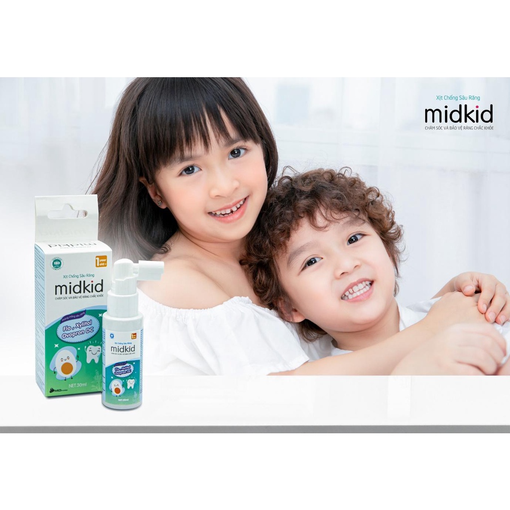 Xịt Chống Sâu Răng Midkid chính hãng - bảo vệ men răng chắc khoẻ, ngừa ố vàng (dành cho bé từ 1 tuổi)