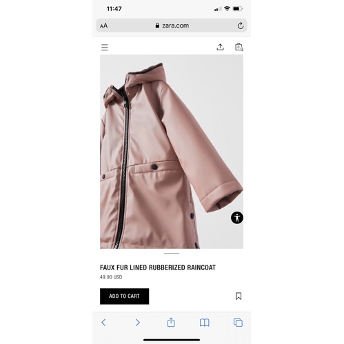 Áo Parka Bé Gái &amp; Bé Trai Lót Lông Da PU ZR