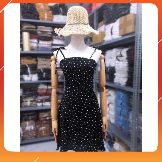 Đầm váy 2  dây sexy ôm  xoè gấu Đen  Trắng Chấm bi đen Chất liệu voan mịn- shop thời trang nữ xinh | BigBuy360 - bigbuy360.vn