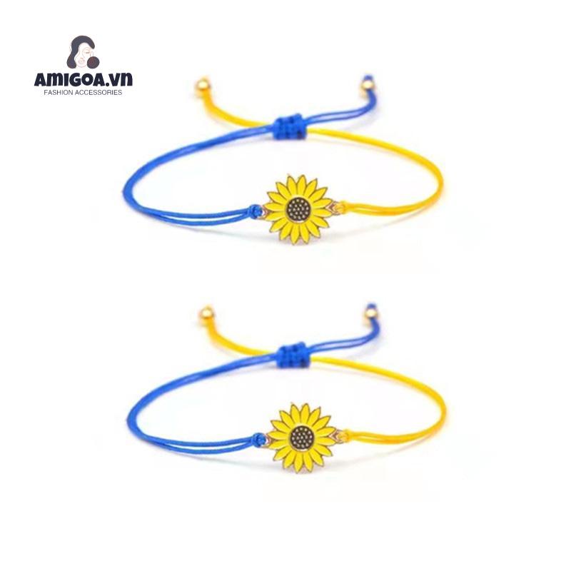 ✨✨Vòng Đeo Tay Bằng Sợi Sáp Dệt Hoa Hướng Dương/Hoa Cúc/Hoa Cúc Màu Vàng/Xanh Dương
