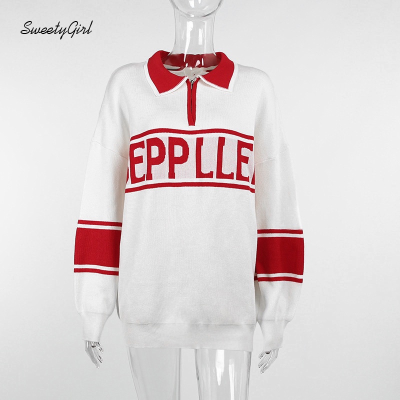 Áo Sweater Thể Thao Cổ Bẻ Tay Dài Dáng Rộng 2022 Màu Sắc Tương Phản Dành Cho Nữ