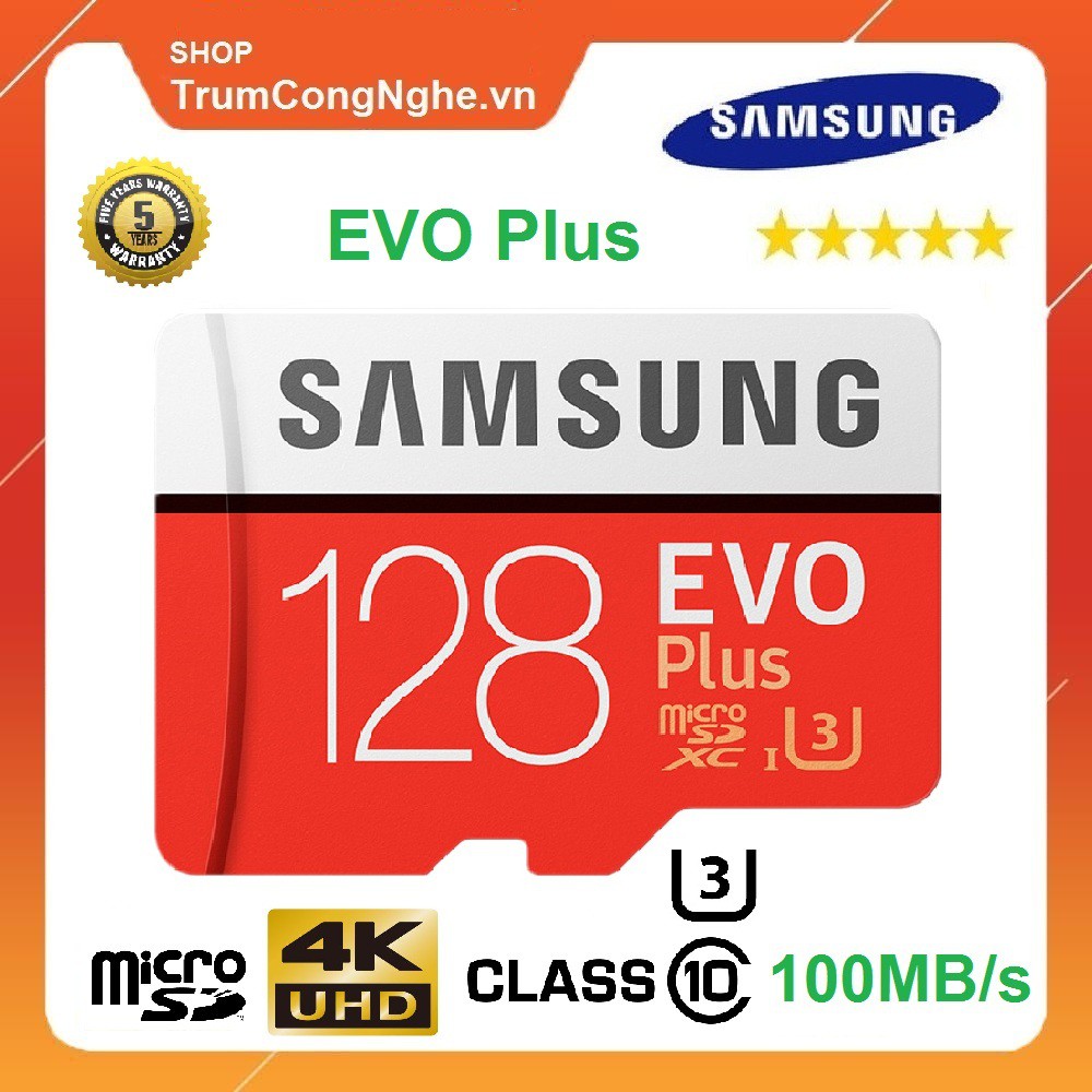 Thẻ nhớ Samsung Evo Plus U3 class10 4K 100Mb/s 128GB - Tốc độ siêu cao | BigBuy360 - bigbuy360.vn