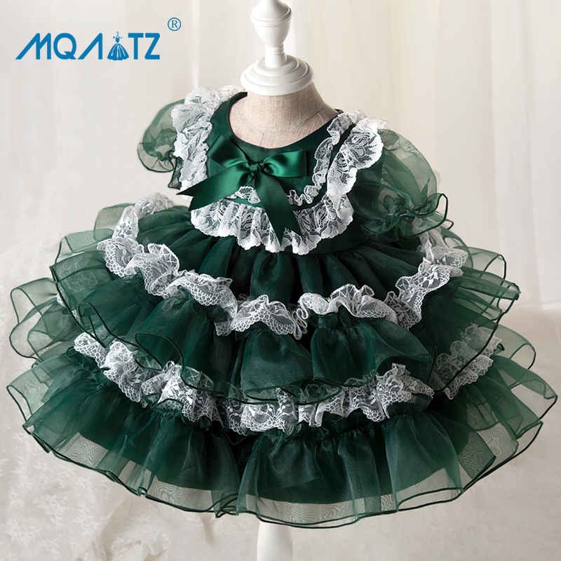 Đầm xòe MQATZ tay ngắn phối ren hoa phong cách Lolita dễ thương thời trang cho bé gái 1-5 tuổi 1 tuổi
