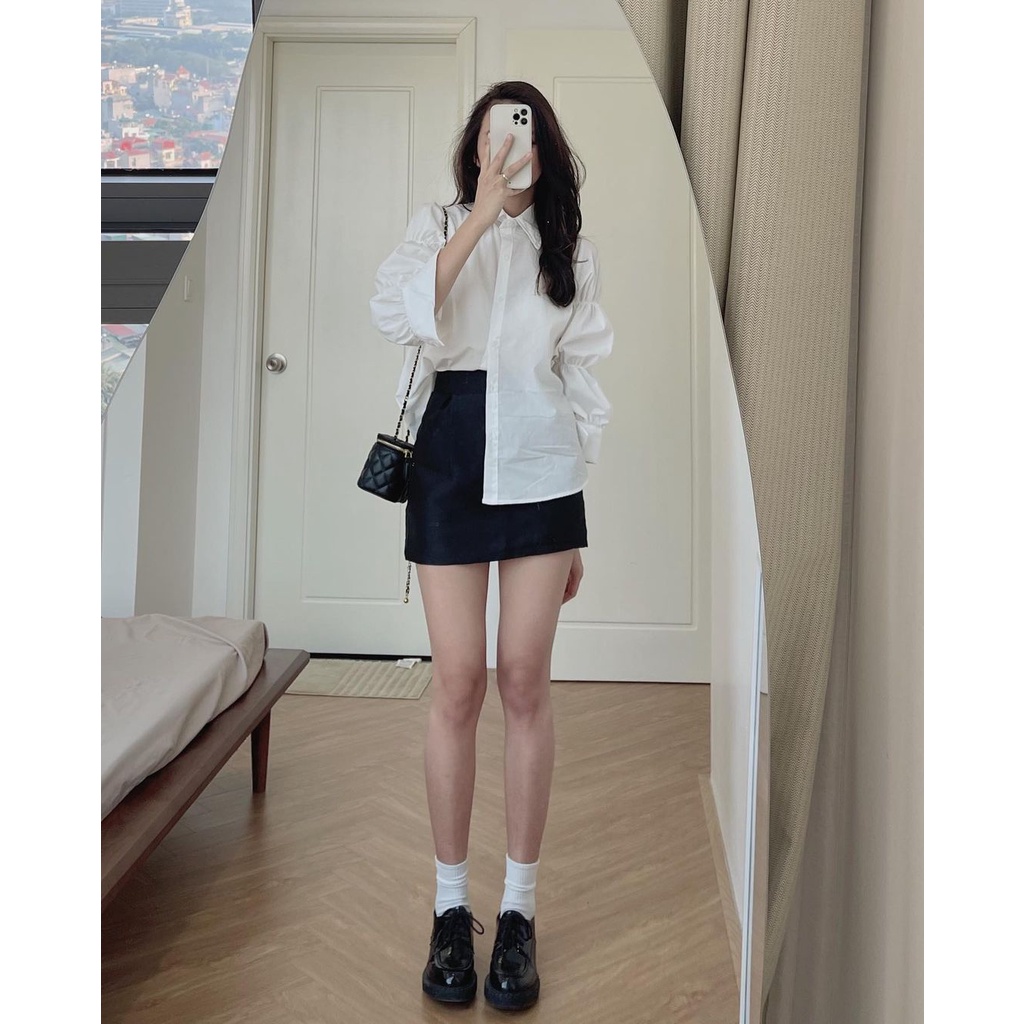 [SẴN/VIDEO] ÁO SƠ MI XIAOZING TAY BO CÁCH ĐIỆU ÁO TRẮNG SANG CHẢNH KHÔNG NHĂN