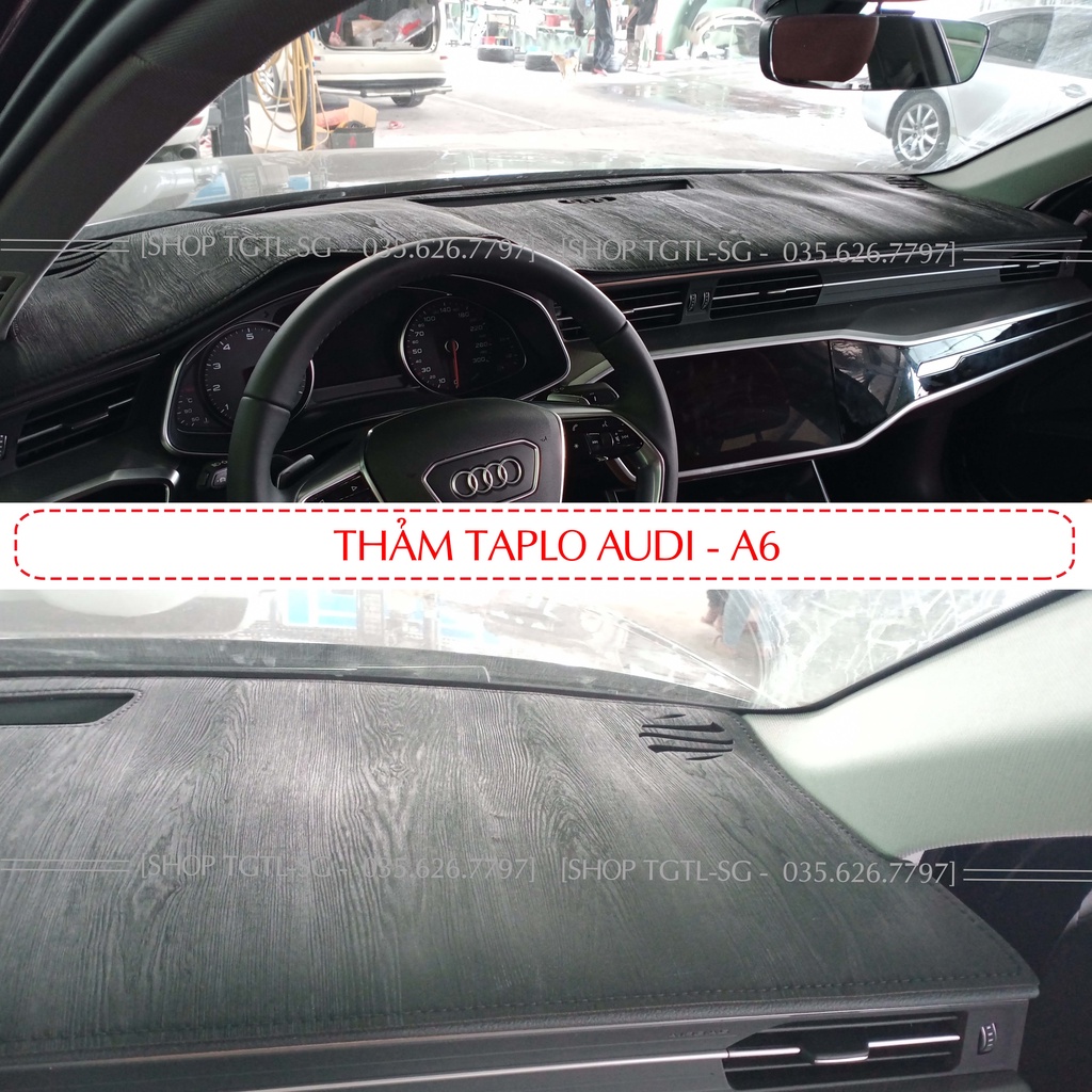 [AUDI A6-A7] Thảm bảo vệ Taplo oto loại da vân gỗ,da cacbon,da nỉ đen và nhung lông cừu dày 3 lớp