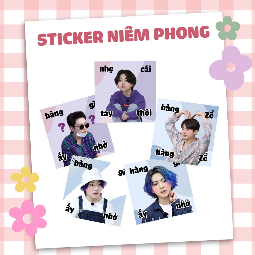 Sticker niêm phong gói hàng BTS meme có chữ tiếng Việt siêu cute