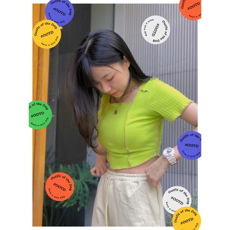 Áo Croptop Vắt Sổ Ngược Lai Siêu Xinh Màu Neon Freesize (Video+Hình thật)
