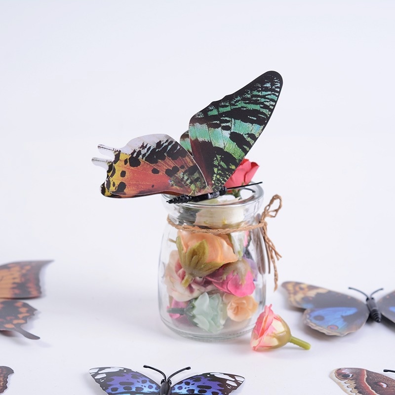 12 Miếng Dán Tủ Lạnh Hình Bướm 3D Nhiều Màu Sắc Có Nam Châm Dễ Thương Trang Trí Nhà Cửa DIY